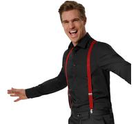 tectake Plain Trouser Braces in Red TECTAKE Red One Size