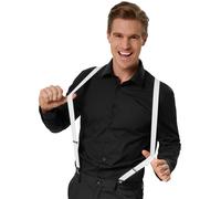 tectake Plain Trouser Braces in White TECTAKE White One Size