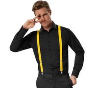 tectake Plain Trouser Braces in Yellow TECTAKE Yellow One Size