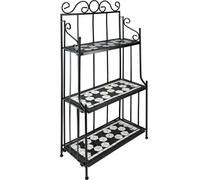 tectake Mosaic Black and White 3 Level Plant Stand - Size: 114 x 29 x 61cm - Wilko
