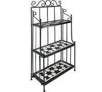 tectake Mosaic Black and White 3 Level Plant Stand - Size: 114 x 29 x 61cm - Wilko