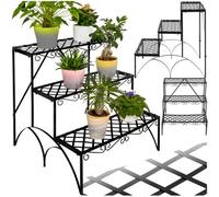 Tectake Plant Stand - 3 Levels, Stabilising Back Struts, 60 X 60 X 60 Cm - Black