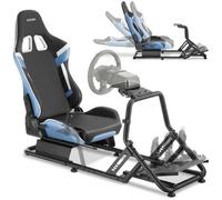 Tectake Play Gaming Chair, Racing Seat, Compatible With Many Consoles - Black/azure