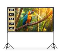 tectake® Portable Projector Screen with 2 Foldable Tripod Stands, 120" Projection Screen, 16:9 Format, 4K, HD, Sturdy Steel Stand, Ideal Home Cinema, Office & Outdoor Projector Screen - 265 x 150 cm