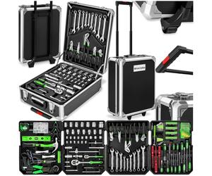 tectake® Portable Tool Box Trolley, 1,200-Piece Kit with 4 Drawers & Wheels, Essential DIY Tools Set, Home & Office Hand Tools, Mechanic Spanner Organiser, Home Improvement Starter Kit