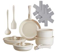 tectake Pot & Pan Set Genoa in White TECTAKE White