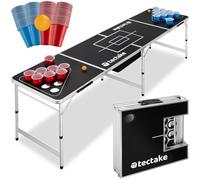 tectake® Professional Beer Pong Table, Portable & Foldable Aluminium Frame with Carry Handles, Incl. Blue and Red Cups & Beer Pong Balls, Ideal Adult Party Games Set for Game Nights, Parties & NYE
