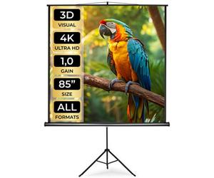 Tectake Projector Screen - Extendable, With Sturdy, Foldable Tripod, For Hd And 3D 152 X 152 Cm - White