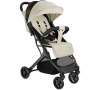tectake® Foldable Pushchair, Suitable from 0-36 Months, UV-Protected Stroller with Adjustable Canopy, Back- & Footrest, Buggy with 5-Point Harness, Swivel Wheels & Large Storage Basket - Grey/Beige