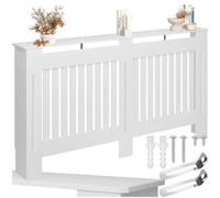 Tectake Radiator Cover Vila - With Shelf, Louvre Design, Optimal Air Circulation 152.5 X 19 X 82 Cm - White