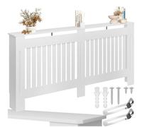Tectake Radiator Cover Vila - With Shelf, Louvre Design, Optimal Air Circulation 172.3 X 19 X 82 Cm - White