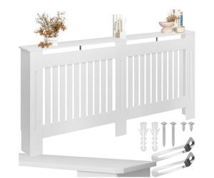 Tectake Radiator Cover Vila - With Shelf, Louvre Design, Optimal Air Circulation 172.3 X 19 X 82 Cm - White