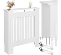 tectake Radiator Cover with Slatted Design, Heating Cover, Radiator Coating, with Decorative Shelf, Heat Protection, Easy Cleaning, Scandinavian - 78 x 19 x 82 cm