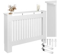 tectake Radiator Cover with Slatted Design, Heating Cover, Radiator Coating, with Decorative Shelf, Heat Protection, Easy Cleaning, Scandinavian - 112 x 19 x 82 cm