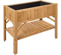 Tectake Raised Bed W/ Shelf - 119 X 57 X 90Cm 119 X 57 X 90 Cm - Brown