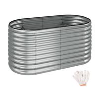 Tectake Raised Bed - For Gardens, 804 Litre Capacity, Galvanised, 200X100X60Cm, Silver