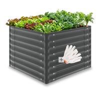 Tectake Raised Bed Salvia, Galvanised Steel, Various Sizes 80 X 80 X 62 Cm - Grey
