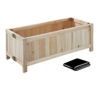 TecTake® Raised Garden Bed with 30L Capacity, Durable Wooden Planter in Natural Fir with Folding Frame, Versatile Raised Bed for Vegetables, Herbs, Flowers, Incl. Plastic Liner - 70 x 30 x 25 cm