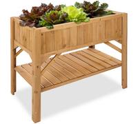 Tectake Raised Bed With Shelf - 119 X 57 X 90Cm 119 X 57 X 90 Cm - Brown