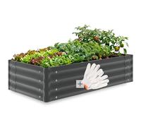 tectake® Raised Garden Bed, 120 x 60 x 30 cm, Weather-Resistant Galvanised Planter with 200L Capacity, Open Base & Easy Assembly, Sturdy Steel Raised Bed for Plants, Flowers, Herbs, Vegetables - Grey