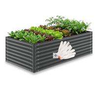 tectake® Raised Garden Bed, 200 x 100 x 62 cm, Weather-Resistant Galvanised Planter with 1200L Capacity, Open Base & Easy Setup, Sturdy Steel Raised Bed for Plants, Flowers, Herbs, Vegetables - Grey