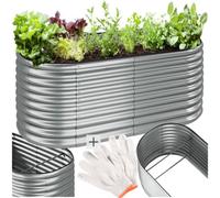 Tectake Raised Bed Flormma, 1257L, Galvanised, 200X100X80Cm 200 X 80 X 100 Cm - Silver