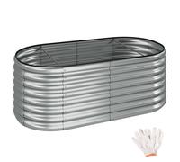 tectake® Raised Garden Bed with 603L Capacity, Rounded Planter in Galvanised Steel with Open Base & Back-Friendly Height, Sturdy Raised Bed for Plants, Vegetables, Herbs, Flowers - 160 x 60 x 80 cm