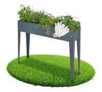 tectake® Raised Planter, 98.5 x 26 x 82.5 cm, 42-Litre Capacity, Raised Garden Bed in Powder-Coated Steel with Drainage Hole, Ideal Outdoor Planter for Herbs, Vegetables, Fruit, Flowers - Anthracite