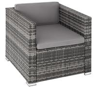 tectake Rattan Garden Armchair Lignano in Grey | Size: 1 Seater TECTAKE Grey 1 Seater