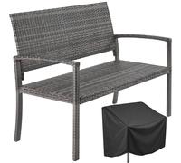 tectake Rattan Garden Bench Murat 2-seater, Weatherproof, 250 kg in Grey | Size: 2 Seater TECTAKE Grey 2 Seater