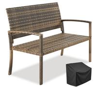 Tectake Rattan Garden Bench Murat 2-Seater , Weatherproof, 250 Kg - Nature