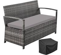 tectake Rattan Garden Bench Vecchia in Grey | Size: 2 Seater TECTAKE Grey 2 Seater