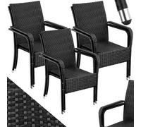 Tectake Rattan Garden Chair Girona - Polyrattan & Steel, Weather & Sun Resistant, Stackable - Black - Set Of 6