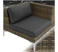 Tectake Rattan Garden Furniture Villa Nova - Left Corner Chair, Thick Seat Cushion, 89 X 89 X 72 Cm - Mottled Anthracite