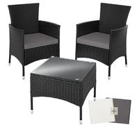 tectake Garden Furniture Set Lucerne in Black | Size: 2 Seater TECTAKE Black 2 Seater