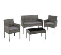 tectake Rattan Garden Set Palese in Grey | Size: 4 Person TECTAKE Grey 4 Person