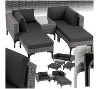 Tectake Rattan Lounge Set With Aluminum Frame, Bellaria - Grey