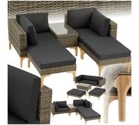 Tectake Rattan Lounge Set With Aluminum Frame, Bellaria - Nature