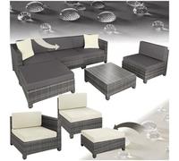 Tectake Garden Furniture Set Trieste- Polyrattan And Aluminium, Thick Cushions, 2 Cover Sets - Grey
