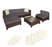 tectake Rattan lounge set with aluminum frame, including covers in 2 colors in Black | Size: Large TECTAKE Black Large