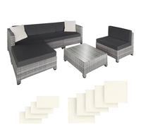 tectake Rattan lounge set with aluminum frame, including covers in 2 colors in Grey | Size: Large TECTAKE Grey Large