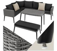 Tectake Rattan Lounge Set With Aluminum Frame, Pula - Grey