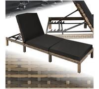 Tectake Sun Lounger Sofia With 6-Step Adjustable Backrest, Thick Padding And Uv-Resistant Polyrattan - Nature
