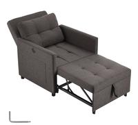 tectake Recliner Toyama Sleeper Chair, 3-In-1, 6-Way Adjustable Backrest in Dark Grey TECTAKE Dark Grey