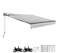 tectake Retractable Awning Ornella in Light Grey | Size: 250 cm x 200 cm TECTAKE Light Grey 250 cm x 200 cm