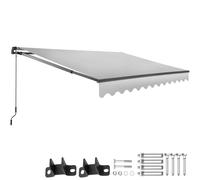 tectake Retractable Awning Ornella - wall bracket in asy adjustment, and UV blocking - 41x300cm, light grey, Grey