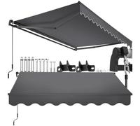 Patio Manual Awning Garden Canopy Sun Shade Retractable Shelter Home Fabric