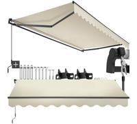Tectake Retractable Awning Ornella - Wall Bracket Incl, Easy Adjustment, And Uv Blocking 300 X 250 Cm - Beige