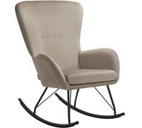 tectake Rocking Chair Swing - Armchair Steel Runners, Thick Padding in Taupe TECTAKE Taupe