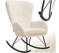 Tectake Rocking Chair Swing - Armchair With Steel Runners And Thick Padding - Cream/black